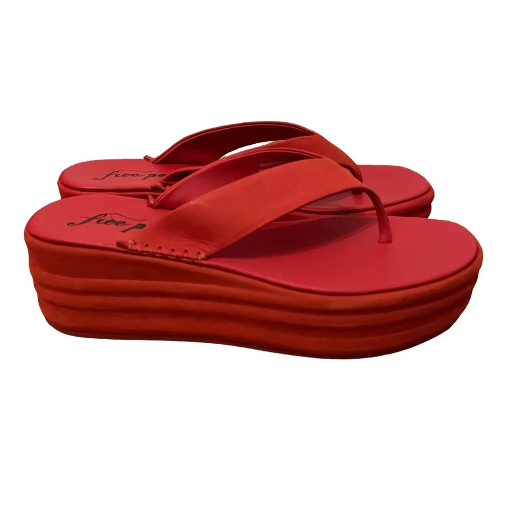 Free People Haven Thong Platform Sandal Flame Red Women's Sz EU 40 US 10 NEW
